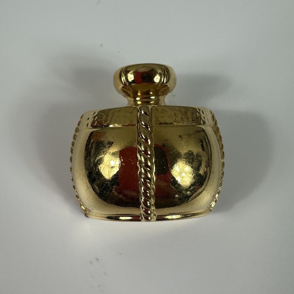 Yves Saint Laurent Gold Tone Perfume Bottle Brooch Pin Small YSL Logo Jewelry
